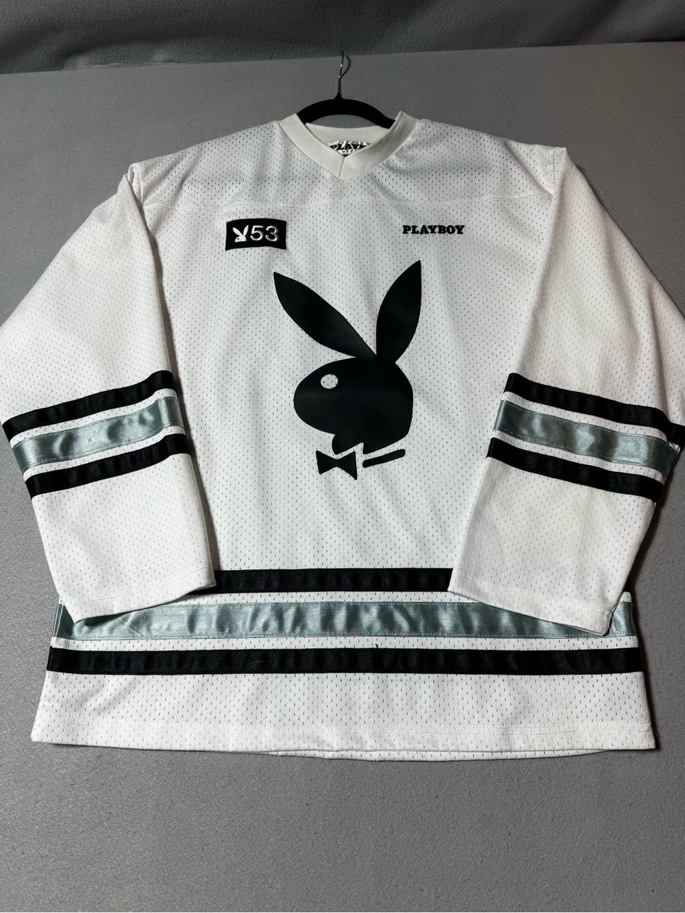 NWOT Playboy White & Black Icon Hockey Jersey Size M